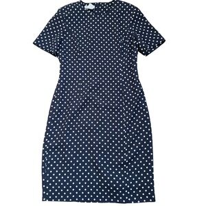 Liz Claiborne Collection Navy Polka‎ Dot Sheath Dress Size 10 Vintage